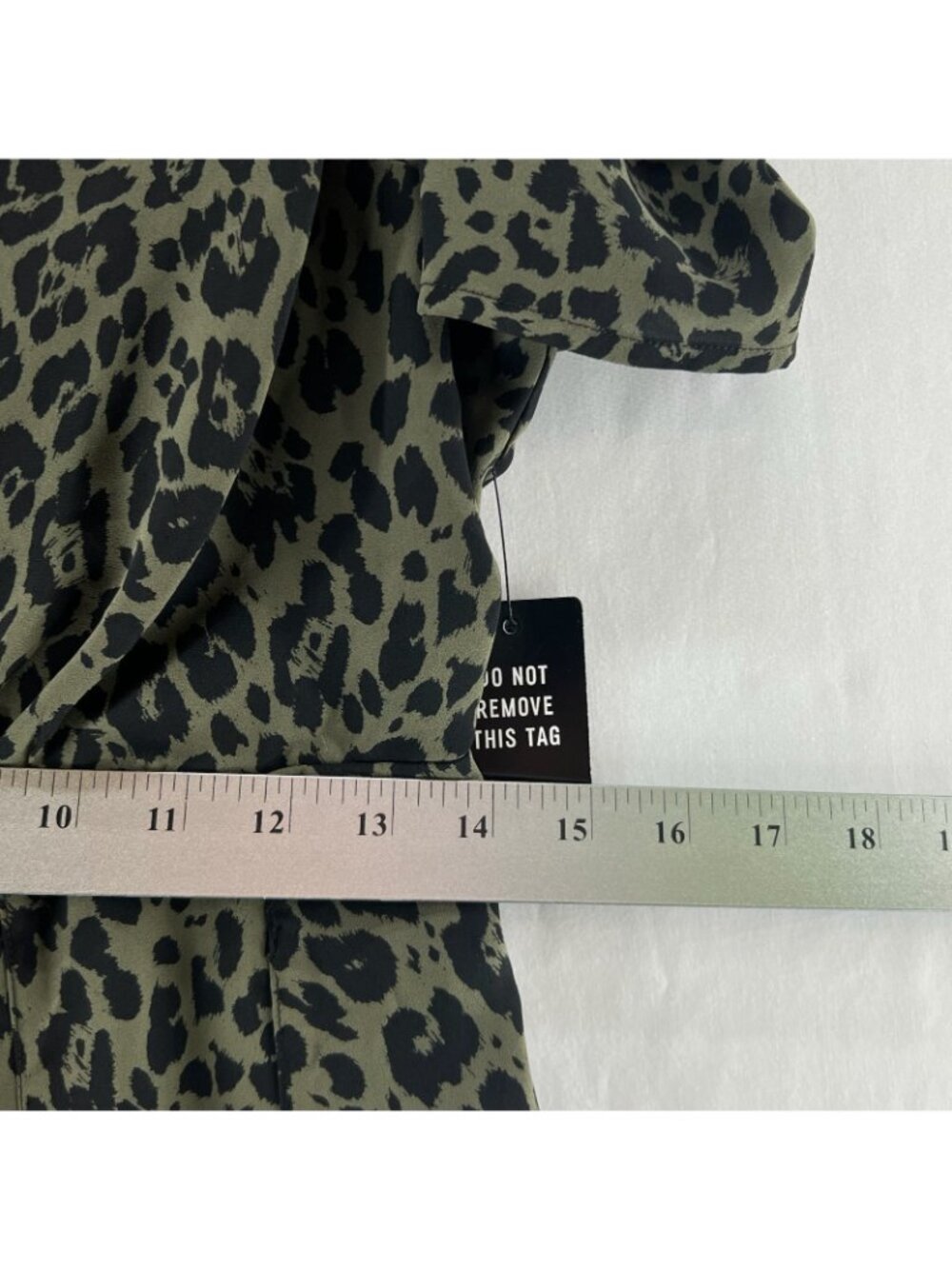 Express Olive Green and Black Leopard Print Mini Dress - Picture 4 of 16